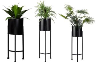 Amazon Brand – Solimo Metal Planters Pot Holder (Round Base) With Metal Plant Stand (Black, Set Of 3) | Tall Indoor Plant Stand With Planter Pot, Suited For Indoor/Outdoor