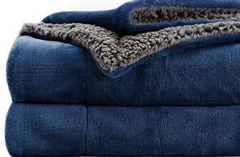BSB HOME Polyester Micromink Summer Ac/Mild Winter/Heavy Winter Sherpa Blanket Super Soft Flannel Solid/Plain, Blue & Grey, Size 150 X 228 Cms (Approx 4X7 Ft) (Single), 200 TC