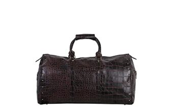Strutt Dark Maroon Croc Print Genuine Leather Large Duffel Bag (37 Liters)