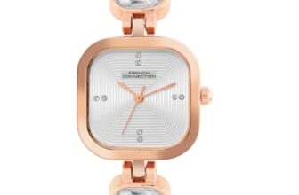 French Connection Square Dial Stone On Strap Analog Watch For Women -Fcn0106Srgm