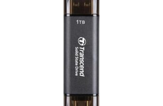 Transcend 310C 1Tb Usb C & Usb A External Portable Ssd, Up To 1,050 Mb/S, 5 Yr Warranty, Black, For Iphone 15 Pro Max, Macbook, Ipad, Laptop And Desktop Ts1Tesd310C