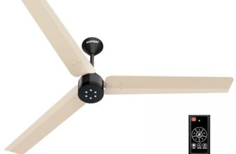 Luker Jvluker Size Zero Neo 1200 Mm Bldc Ceiling Fan With Remote Control | High Air Delivery | 5 Star Rated | Energy Saving | 3 Year Warranty | Black-Ivory-Black