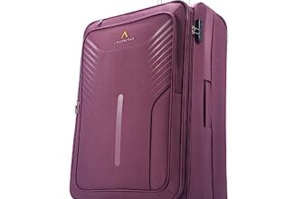 Aristocrat Skyway Large Size Soft Check In Luggage (79 Cm) | Spacious Polyester Trolley With 4 Wheels And Combination Lock | Dazzling Maroon | Unisex| 5 Year Warranty