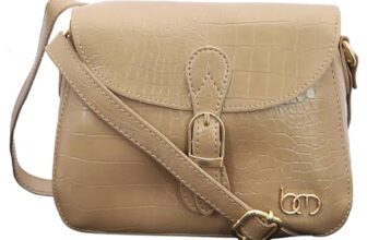 Bagsymalone Unisex Bagsy Malone Vegan Leather Handicrafted Crossbody Sling Bag | Single Shoulder Bag Shoulder Belt (Croco Camel)