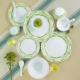 Larah By Borosil Aura Silk Series Opalware Dinner Set | 35 Pieces For Family Of 6 | Microwave & Dishwasher Safe | Bone-Ash Free | Crockery Set For Dining & Gifting | Plates & Bowls | White