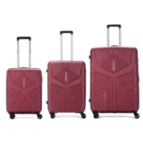 Aristocrat Set Of 3 Prime 3 Pc Cabin 55Cm(Small) Check-In 66Cm(Medium) Check-In 75Cm(Large) 8 Wheels Trolley Bags For Travel Hard Case Luggage, Combination Lock (Red) | 3-Year Warranty