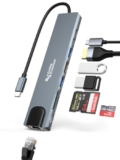 Cablecreation 8-In-1 Usb C Hub Multiport (Lite Series),Type C Dongle Docking Station,4K@30Hz Hdmi,Usb A 2.0/3.0 Ports,Usb C 2.0 Ports,100Mbps Rj45 Ethernet,100W Pd And Sd/Tf For Iphone 15 Pro Max