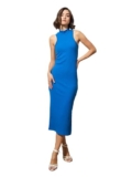 Barcino Royal Blue Sleeveless Rib Turtle Neck Midi Dress