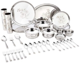 Amazon Brand – Solimo Stainless Steel Dinnerware Set, 61 Pieces