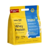 Tata 1Mg Ultra Clean Whey Protein Isolate + Concentrate – Vanilla Bean 1Kg | 24G Protein, 5.6G Bcaa & 30B Cfu Probiotics-28 Sachets