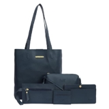 Bagsy Malone Women’S Vegan Leather Stylish Tote Bag Pack Of 5 | Ladies Purse Handbag (Blue)