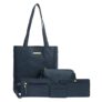 Bagsy Malone Women’S Vegan Leather Stylish Tote Bag Pack Of 5 | Ladies Purse Handbag (Blue)