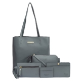 Bagsy Malone Women’S Vegan Leather Stylish Tote Bag Pack Of 5 | Ladies Purse Handbag (Grey)