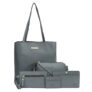 Bagsy Malone Women’S Vegan Leather Stylish Tote Bag Pack Of 5 | Ladies Purse Handbag (Grey)