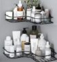 BASEVEL Metal (Pack of 2 Self-Adhesive Shelf/Storage Organizer for Bathroom and Corner Wall Mounted Rack Shelf Bathroom Accessories Storage Rack (No Drilling-Shelf Adhesive) (Black Style 1)