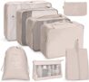 Oceanevo 8 Pcs Packing Cubes For Travel, Travel Organizer Bags For Luggage, Suitcase With Toiletry Pouch And Shoe Bag – Set Of 8 – Beige